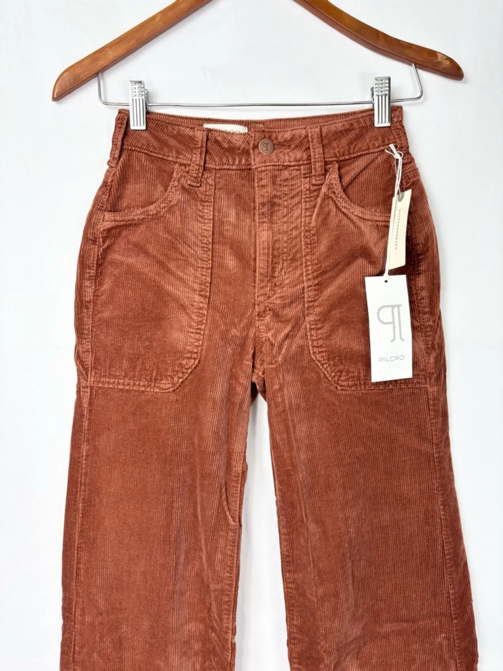 NEW Pilcro Anthro Rylan High Rise Flare‎ Jeans Corduroy Cedar Size 23 Tall